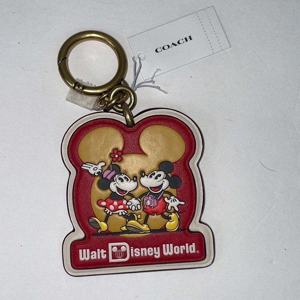 Coach Disney Parks X Coach Flat leather Mickey and Minnie keychain